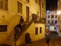 Ari hiding (Climbing in Arco Sept 2017)