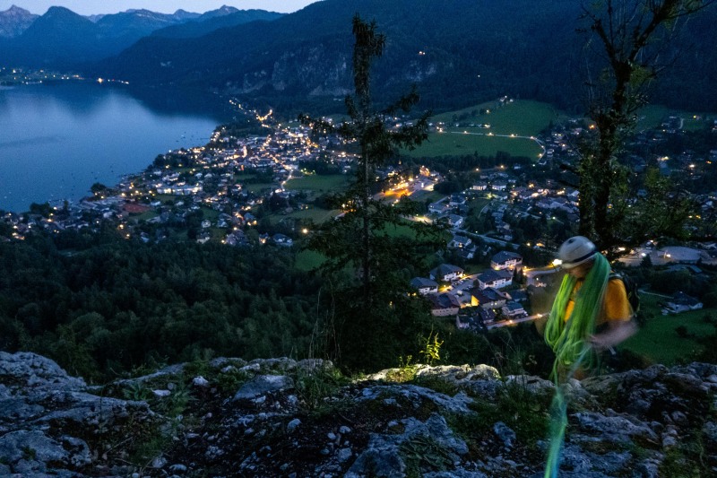 Finishing climbing in the evening (Plombergstein Sept 2025)