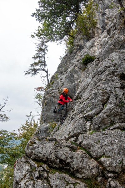 Rope-protected descent (Plombergstein Sept 2025)