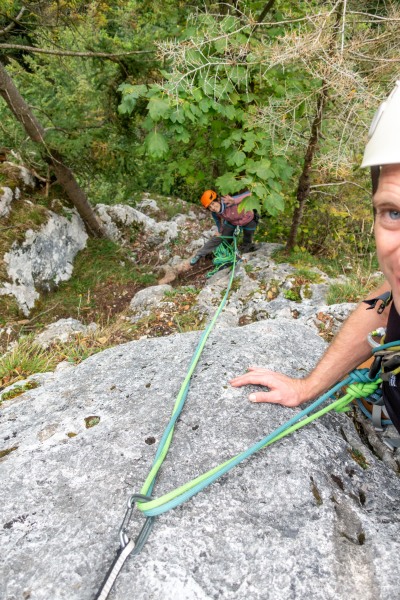 Two bolts on the second pitch (Plombergstein Sept 2025)