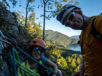 Progress up the rock into the evening (Plombergstein Sept 2025)