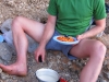 Cris cooking dinner at the beach (Mallorca)