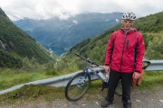 Cris and bike (Cycle Touring Norway 2016)