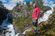 Cris and waterfall 2 (Cycle Touring Norway 2016)