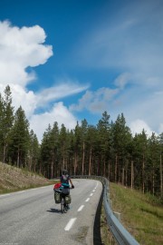 Cycling with blue (Cycle Touring Norway 2016)