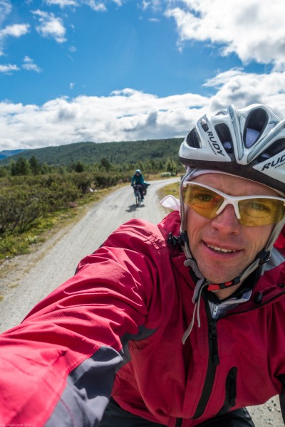 Cycling with blue sky (Cycle Touring Norway 2016)