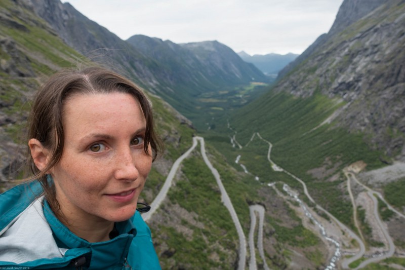 Leonie above the Trollstigen (Cycle Touring Norway 2016)