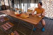 Leonie and her bread (Cycle Touring Norway 2016)