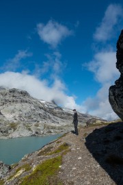 Leonie and lake (Cycle Touring Norway 2016)