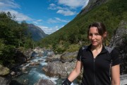 Leonie and river (Cycle Touring Norway 2016)