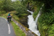 Leonie and waterfall (Cycle Touring Norway 2016)