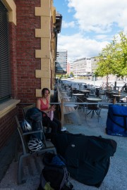 Leonie at the Lillehammer train station (Cycle Touring Norway 2016)_2