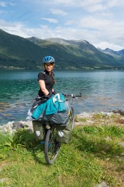 Leonie at the seaside (Cycle Touring Norway 2016)