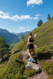 Leonie goes walking in her bra (Cycle Touring Norway 2016)