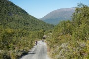 Leonie riding down (Cycle Touring Norway 2016)