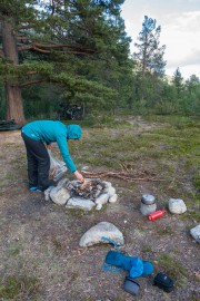 Lighting a fire (Cycle Touring Norway 2016)