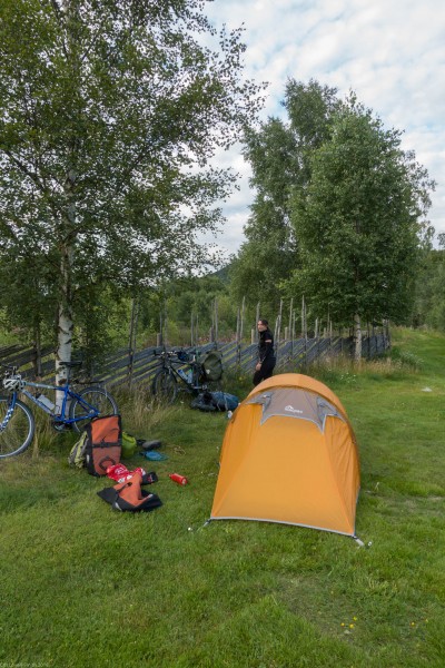 Setting up camp (Cycle Touring Norway 2016)