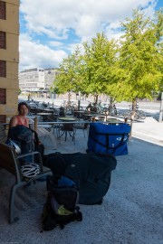 Waiting at the Lillehammer train station (Cycle Touring Norway 2016)