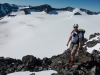 Cris and snow below (Cycle Touring Norway 2016)