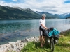 Cris at the sea (Cycle Touring Norway 2016)
