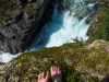Feet and waterfall (Cycle Touring Norway 2016)