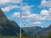 Leonie and Norwegian flag (Cycle Touring Norway 2016)