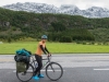 Leonie and snow in the mountains (Cycle Touring Norway 2016)