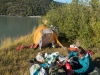 Leonie and tent (Cycle Touring Norway 2016)
