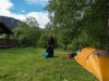 Leonie and tent (Cycle Touring Norway 2016)