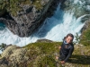 Leonie and waterfall 3 (Cycle Touring Norway 2016)