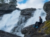 Leonie by the waterfall (Cycle Touring Norway 2016)