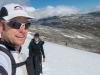 Us crossing a snow field (Cycle Touring Norway 2016)