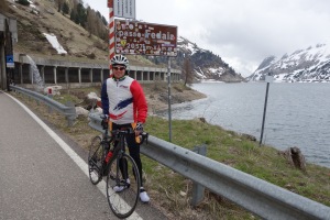 Cris at passo Fedaia (Cycling Dolomites)
