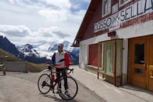 Cris at Sella pass (Cycling  Dolomites)