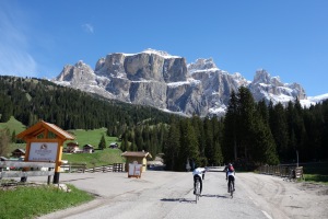 Heading up to Pordoi (Cycling  Dolomites)