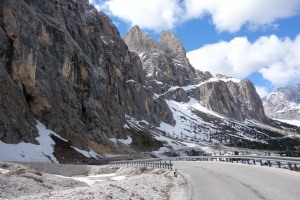 Snow in the mountains (Cycling  Dolomites)