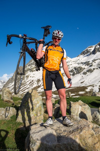 Cris posing at Julierpass (Cycling Switzerland june 2014)
