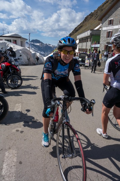 Leonie at Stelvio Pass (Cycling Switzerland June 2014)