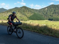 Cris with gear  (D’Urville Island Bike Packing Feb 2021)