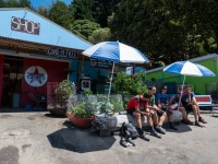 Refreshments while waiting for the ferry (D’Urville Island Bike Packing Feb 2021)