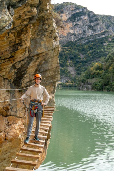 Pol on the bridge (Ferrata Adventures Ager Oct 2025)