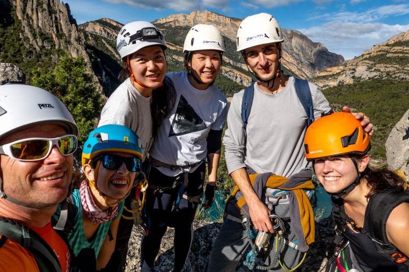 The crew posing (Ferrata Adventures Ager Oct 2025)