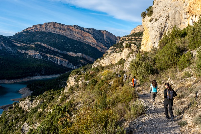 Walking above the lake after the ferrata (Ferrata Adventures Ager Oct 2025)