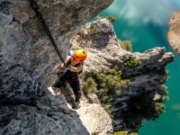 Anaïs being heroic (Ferrata Adventures Ager Oct 2025)