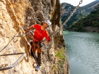 Cris on the swing (Ferrata Adventures Ager Oct 2025)
