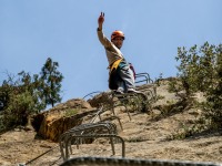 Pol climbing near the end (Ferrata Adventures Ager Oct 2025)