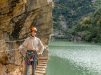 Pol on the bridge (Ferrata Adventures Ager Oct 2025)