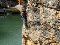 Pol on the ferrata (Ferrata Adventures Ager Oct 2025)