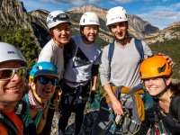 The crew posing (Ferrata Adventures Ager Oct 2025)