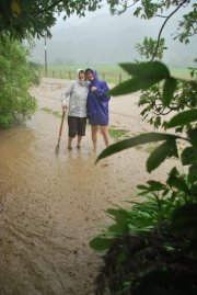 Mum and Gina in flood (Ligar Bay)